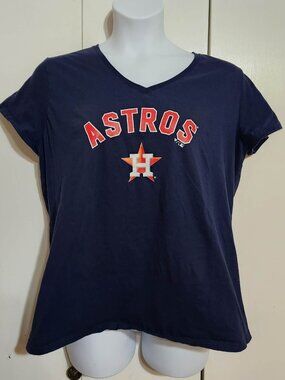 Houston Astros Alex Bregman Shirt Womens 2XL Fanatics Navy Blue MLB V-Neck Tee